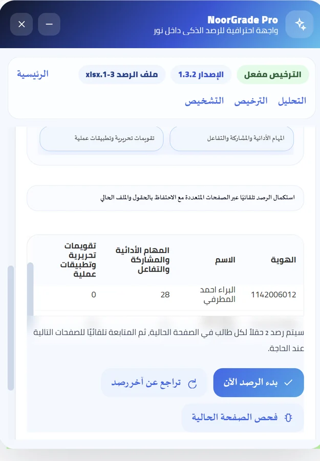واجهة تقرير لأداة رصد ومراجعة